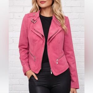 White House Black Market Pink Women's Moto Jacket 6